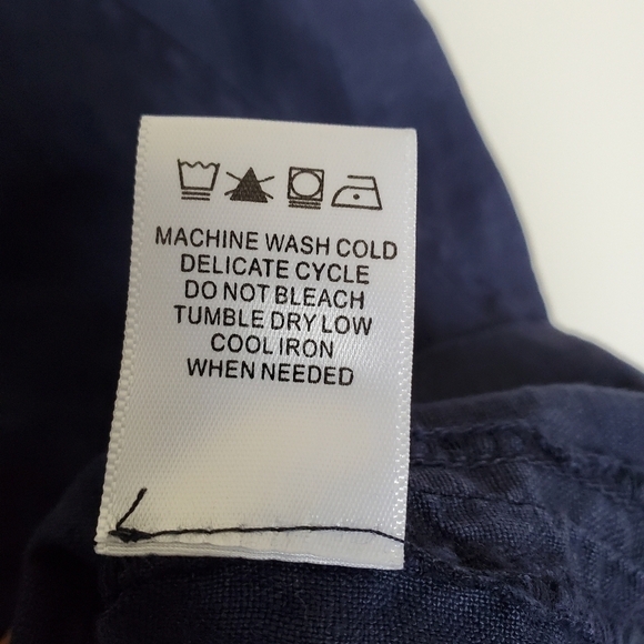 Michael Stars Molly Linen Mini Shirt Dress Pull On Navy Blue Long Sleeve NWT - Picture 10 of 12